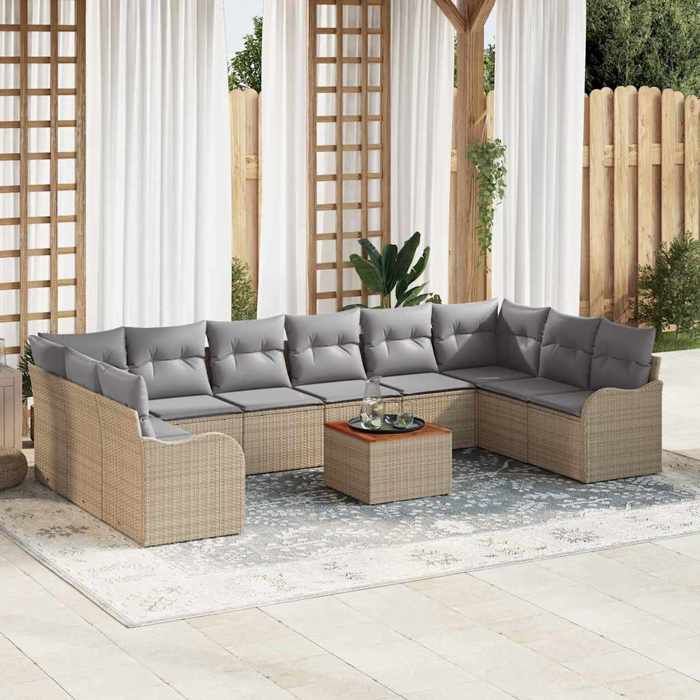 vidaXL Ensemble de canapé de jardin et Crème 80 x 80 x 71 cm - vue 5