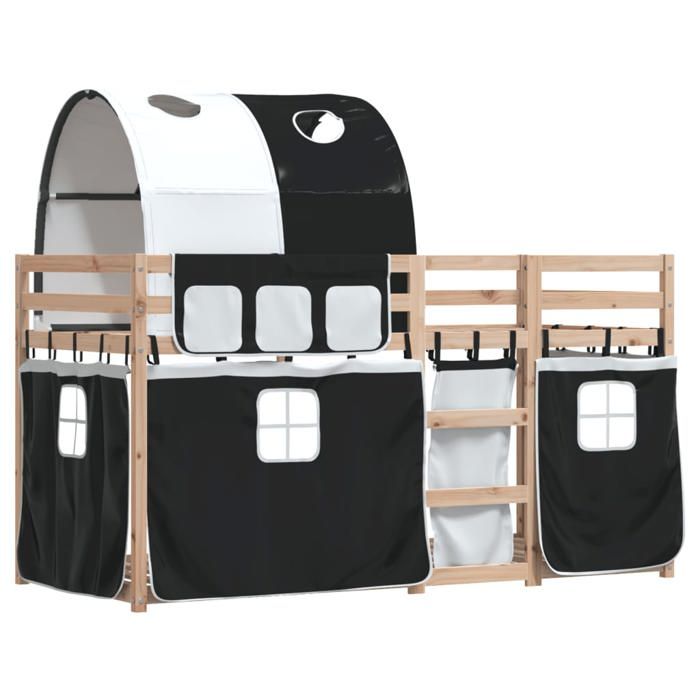MGH Lit superposé double - 2 PLACE - Lit Mezzanine/Lit enfant - sans matelas - 90x200 cm - bois de pin massif LL251