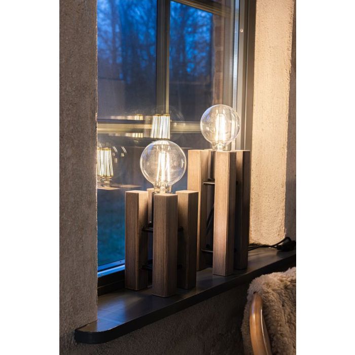 Lampe de table E27 40W max bois teinté noyer 36 cm - Markslöjd - Lodge