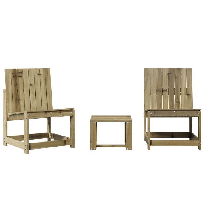 RebaisSalon de jardin - Siège avec Accoudoirs 1 place - 3 pcs - bois de pin imprégné CL598143