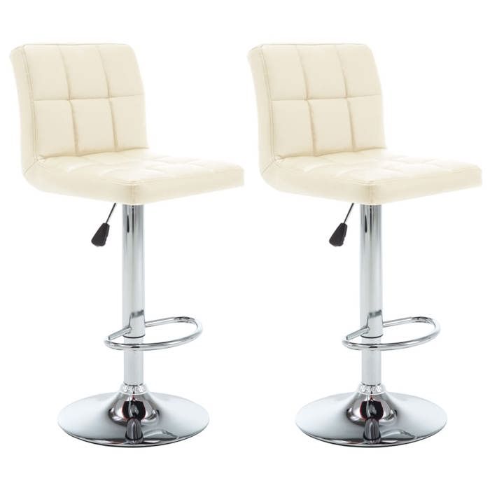 Tabourets de bar similicuir - vidaXL - Lot de 2 - Crème - 40x47x(90-111) cm - Base 38 5 cm - Hauteur réglable