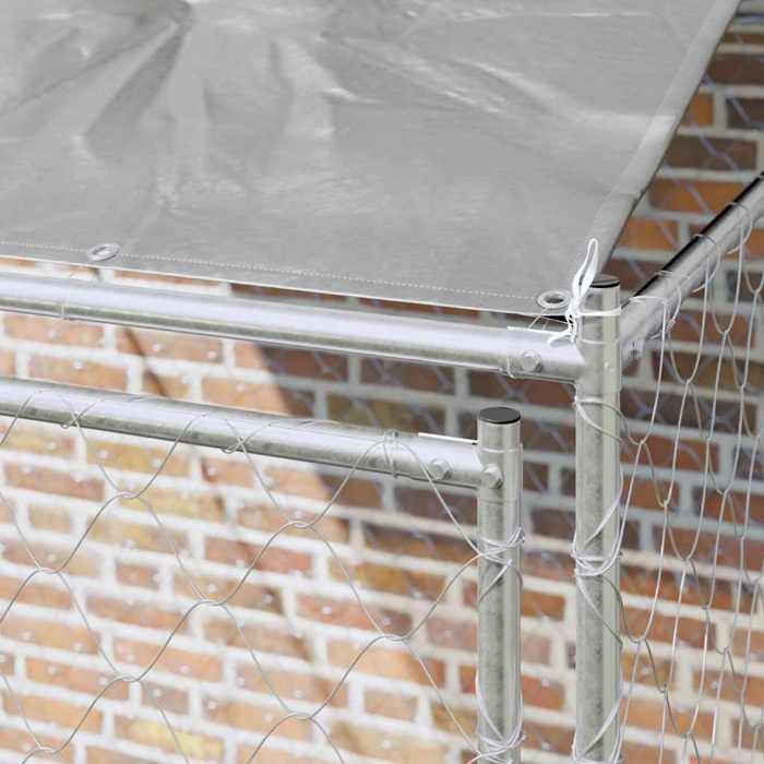 Cage pour chien extérieure - BURKE - 200x200x258 cm - Acier et PE - Argent - Utilisation en extérieur