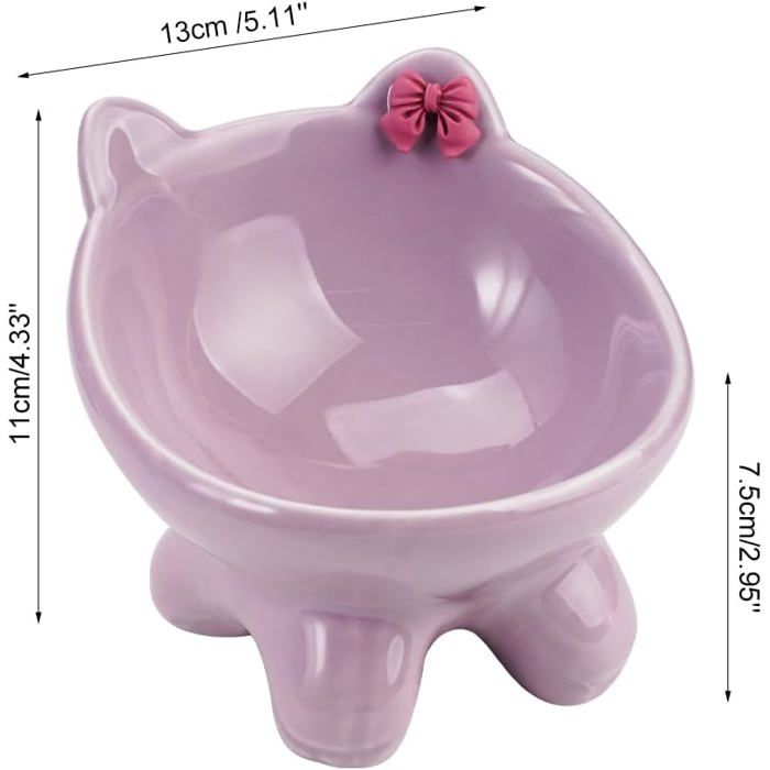 Comparer les prix de Gamelle chat surélevée violette nœud papillon design oreilles 13 cm 2–5 kg