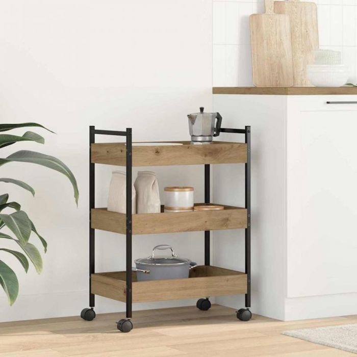 Desserte de cuisine industrielle vidaXL 50 x 30 x 70 cm – bois dingénierie & métal roues verrouillables