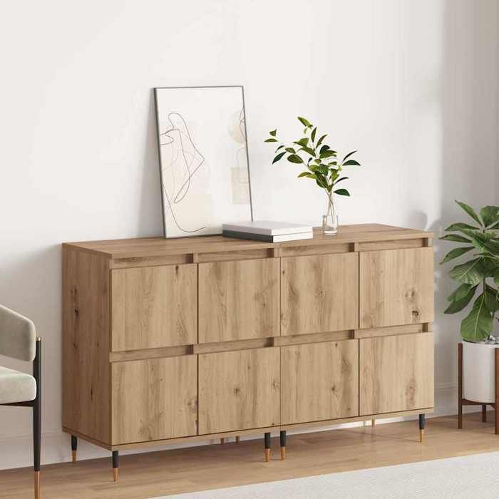 NEW 2026 Armoire de rangement lot de 2 moderne BUFFET BAS Chêne artisanal 60x35x70 cm L1937