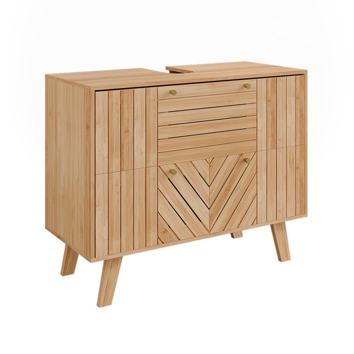 Meuble sous vasque simple Lucie 80x65cm avec 2 tiroirs Bambou Vicco 58721