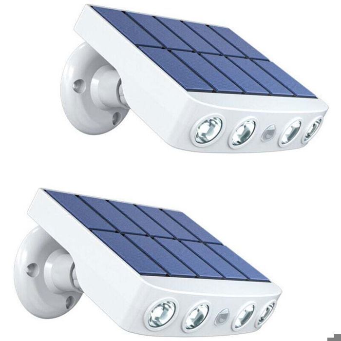 Lampes solaires dextérieur - PZCC - 2 pièces - Détecteur de mouvement - Conception de caméra factice - Lumière blanche
