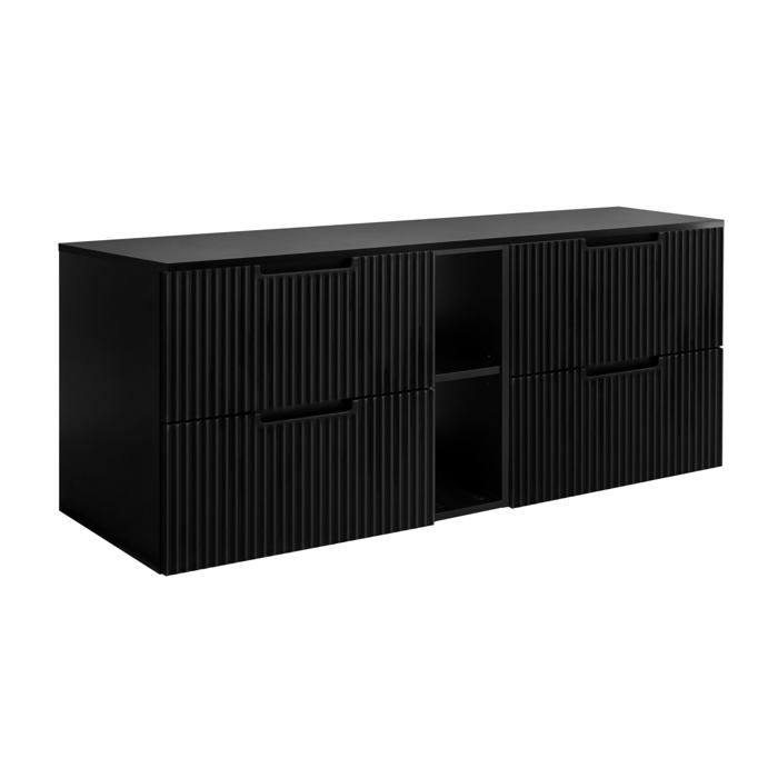Meuble de salle de bain noir 140 (2 x 60 + 20) x 58 6 x 46 cm