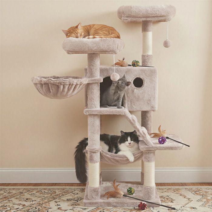 Arbre à Chat Tour à Chat pour Grands Chats Ultra-Doux Dégradé Blanc et Marron
