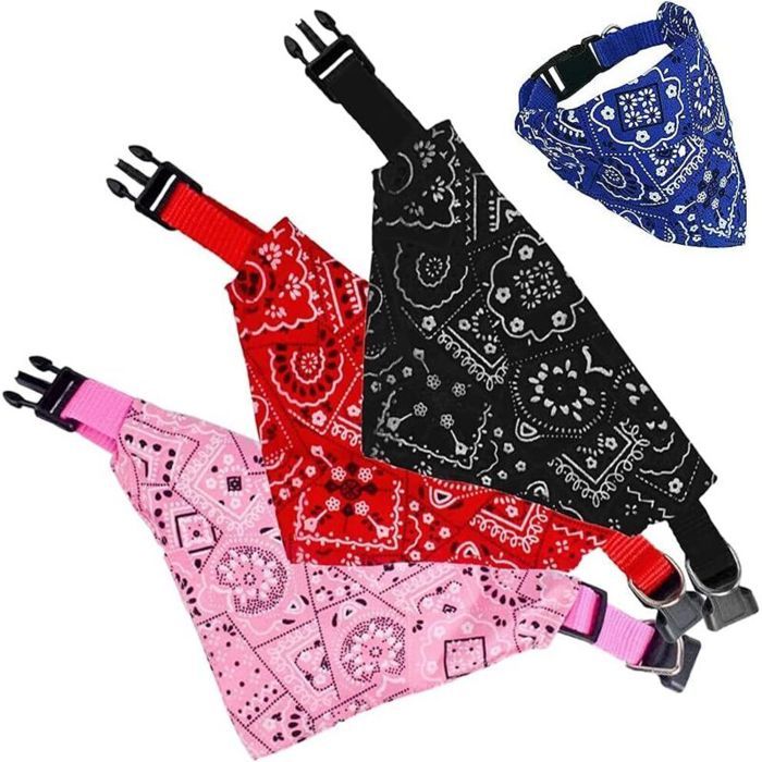 Bandana pour animaux - Unbrand - 3 pièces - Ajustable - Forme triangle - Pour chien et chat - Taille M