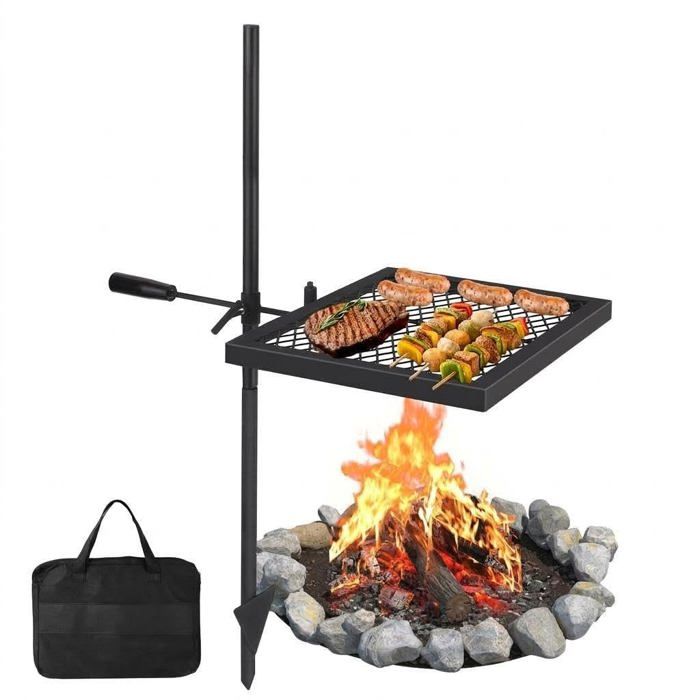 Barbecue dextérieur pliable - LUNSY - Ensemble deux pièces - 42x32 cm - Compatible bois charbon gaz