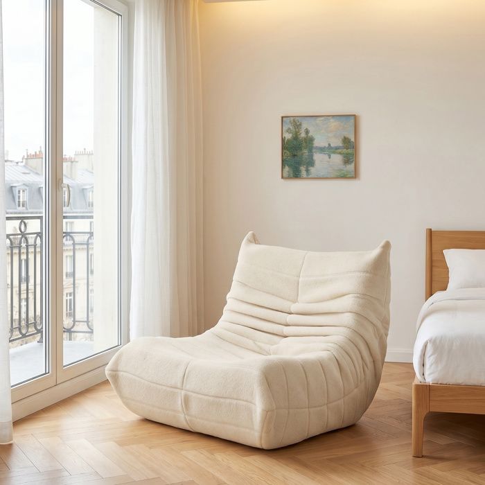 Canapé compresse - POCKETPOP - 1 Place - Sans Installation - Velours - Chaise Longue Relax - Scandinave - Beige