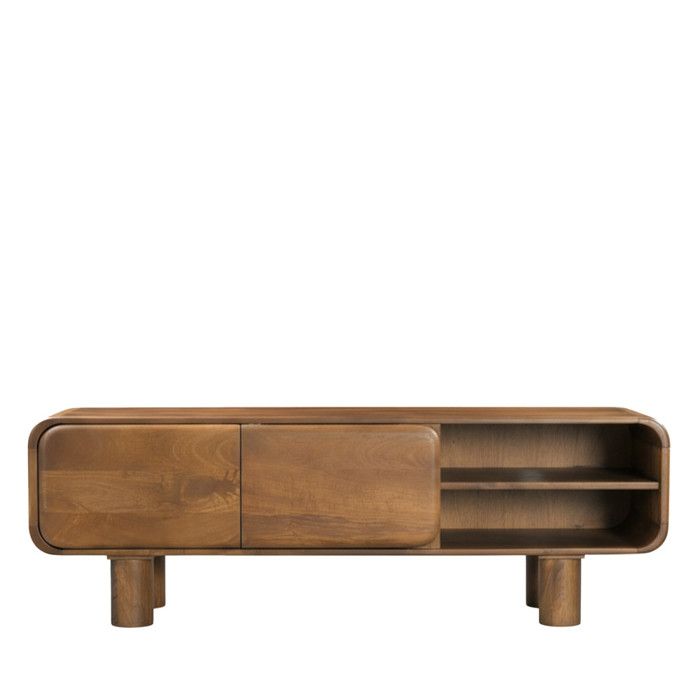 Sira - Meuble tv 2 portes en bois massif L140cm - Bois foncé Sira - Meuble tv 2 portes en bois massif L140cm - Bois foncé
