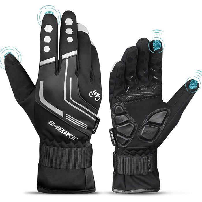Gants Velo Hiver VTT Homme Coupe Imperméable Doublé Polaire Tactiles