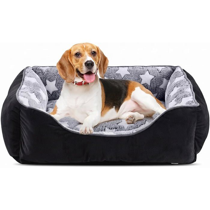 Panier lavable pour chien et chat - taille M 63x53x20 cm - base antidérapante revêtement peluche et coton
