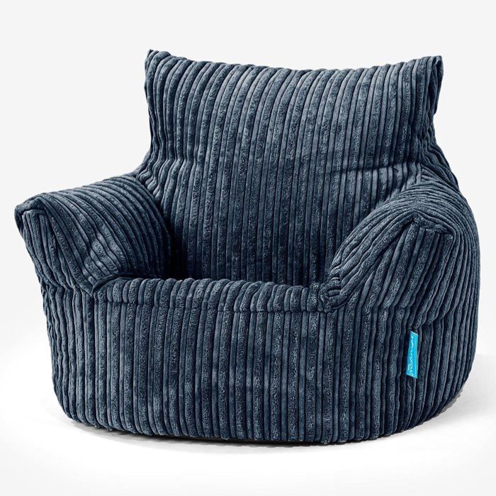Lounge Pug Fauteuil Pouf Enfant en Velours Côtelé Pouf pour Enfant Léger et Facile à Déplacer Bleu Marine