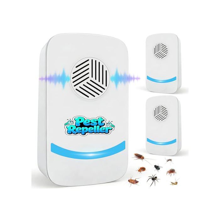 Lot de 2 prises anti-acariens à ultrasons pour intérieur contre les punaises de lit - 3 modes - Repousse souris rats araignées