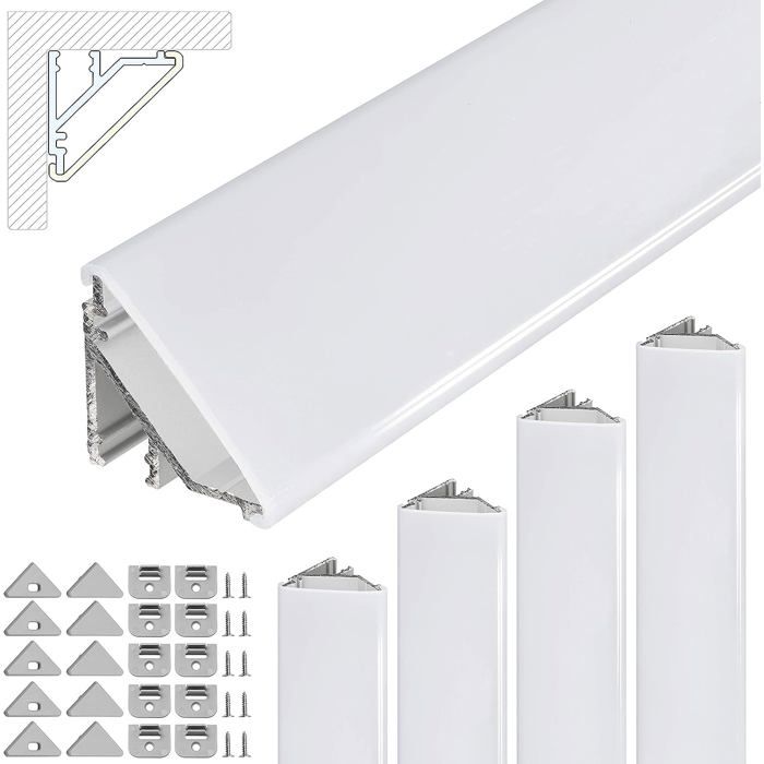 Lot De Profilés DAngle Led V24 - 5 M(5 X 1 M) - En Aluminium - Angle De 45° - Pour Bande Lumineuse Led - Sans Ampoule[Ji306]