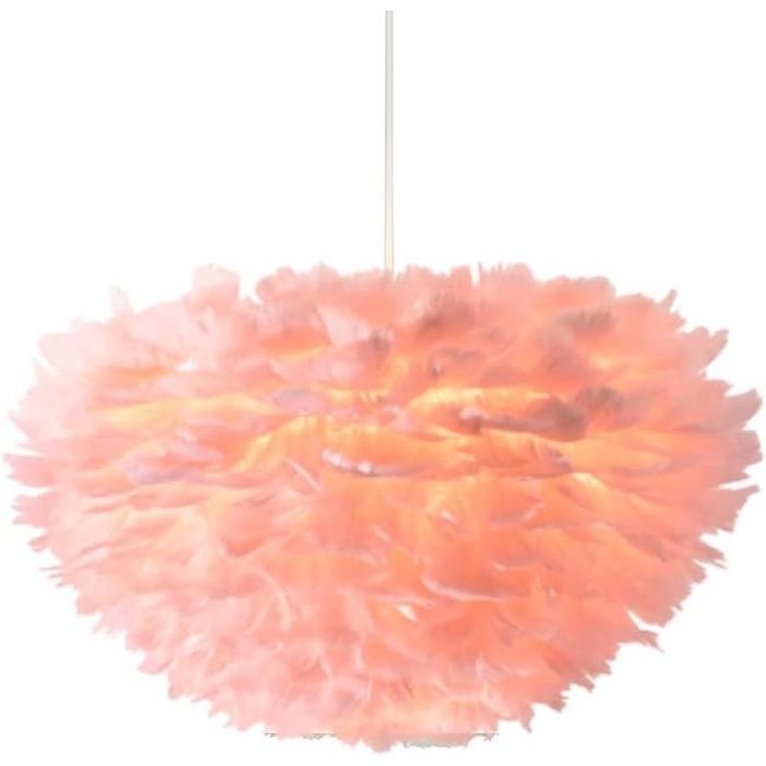 Suspension plume rose 40 cm luminaire décoratif pour chambre salon