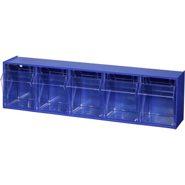 Allit 464430 Casier à tiroirs basculants VarioPlus ProFlip 5 (l x H x P) 600 x 165 x 135 mm bleu transparent 1 pc(s)