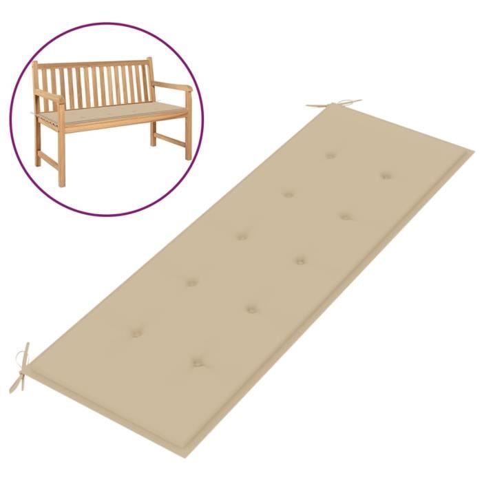 Coussin de banc de jardin - ATYHAO - Beige - 150 x 50 x 3 cm