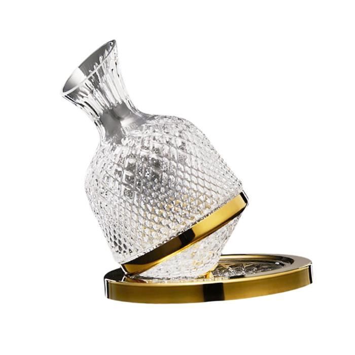 Carafe à Vin Rotative 360° - 1500 Ml - Décanteur Whisky En Cristal Sans Plomb - Aération Rapide - 6