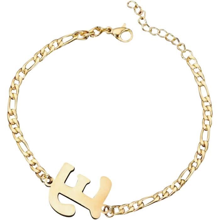 Bracelet Femme Initiale Plaqué Or 18k - Chaîne Serpent Avec Nœud D'amour - Cadeau Personnalisable A à Z - 4