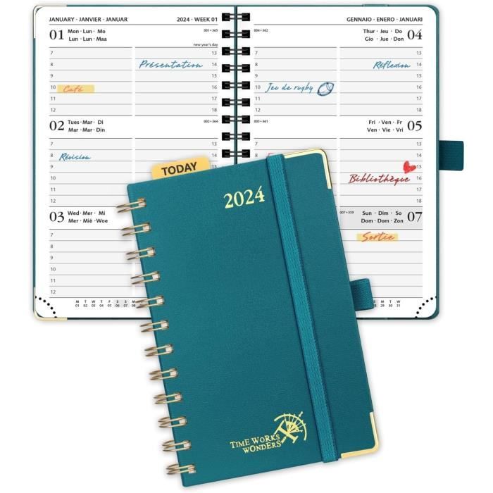 Agenda de poche 2024 - Scribble & Dot® - Format A6 - Planificateur  hebdomadaire et mensuel de Jan - Déc. 24 - Papier 100 g/m² (g/m²) - Élégant