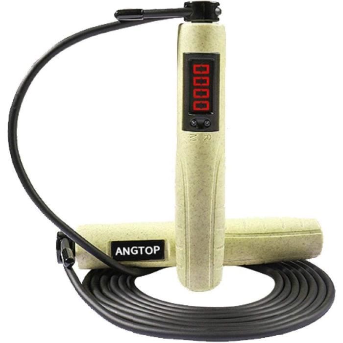 Corde à Sauter Sans Fil Avec Compteur - Lestée, Ajustable, écran LCD - Pour Fitness, Cardio, Entraînement Maison