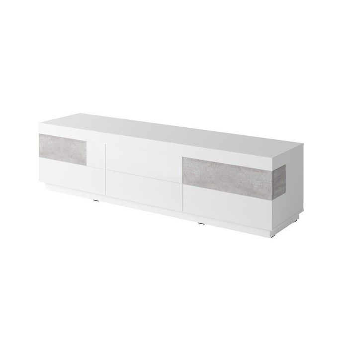 Meuble TV XL design 200cm collection KILES. Coloris blanc et gris. Meuble TV XL design 200cm collection KILES. Coloris blanc et gris.