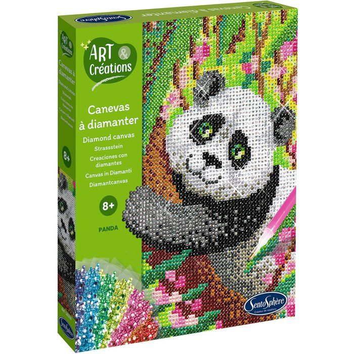 Jeu Créatif SentoSphère Canevas à Diamanter Panda – Création à Base de Mini Strass - vue 2