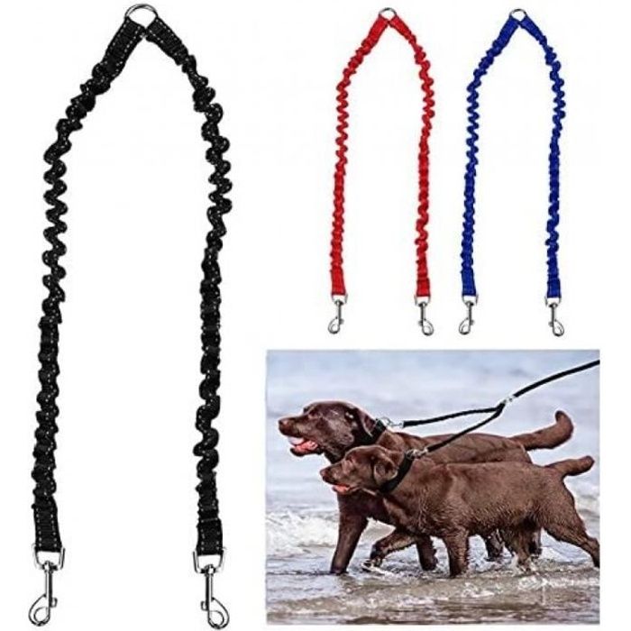 Double Laisse Pour 2 Chiens - Anti-Enchevêtrement 360°, Réglable - Pour Petite, Moyenne Et Grande Taille