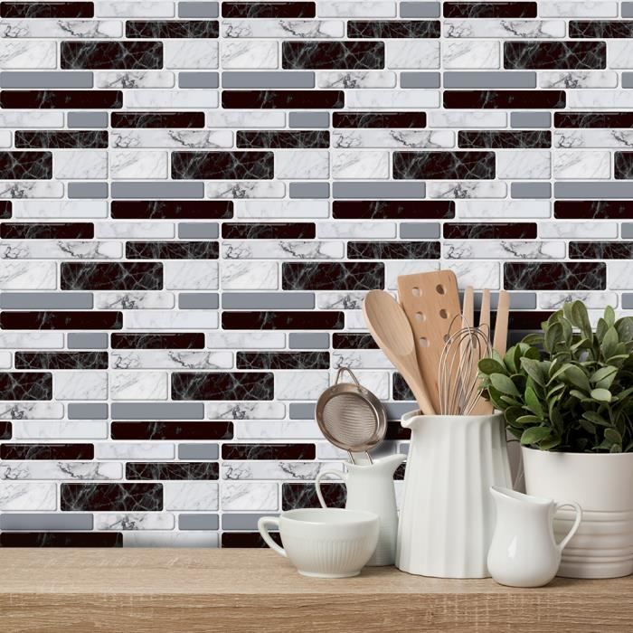 Autocollants Carrelage FoLIESEN - Décor Gris - Pour Cuisine & Salle De Bain - Résistants à L'Eau - Neuf