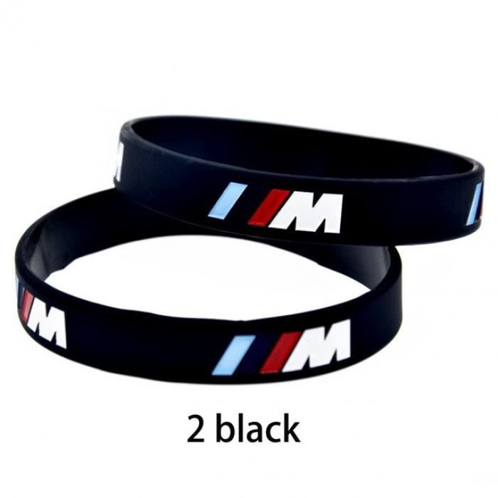 Version black - M-083 - 2 Pcs Mlogo Graver Hologramme Bracelets Sport M Puissance Noir Blanc Bracelet En Silicone Pour Bmw M3 M5