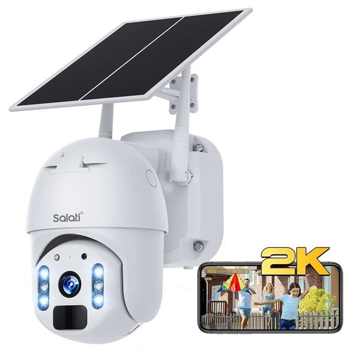 Caméra De Surveillance Extérieure WiFi Solaire, 4MP, PTZ, Vision Nocturne, Détection De Mouvement