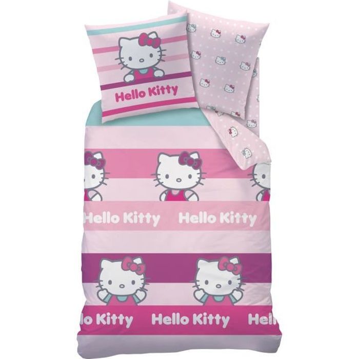 CTI Housse DE Couette 140X200 ET 1 TAIE 63X63 Hello Kitty ABECEDAIRE 100/% Coton Multicolore