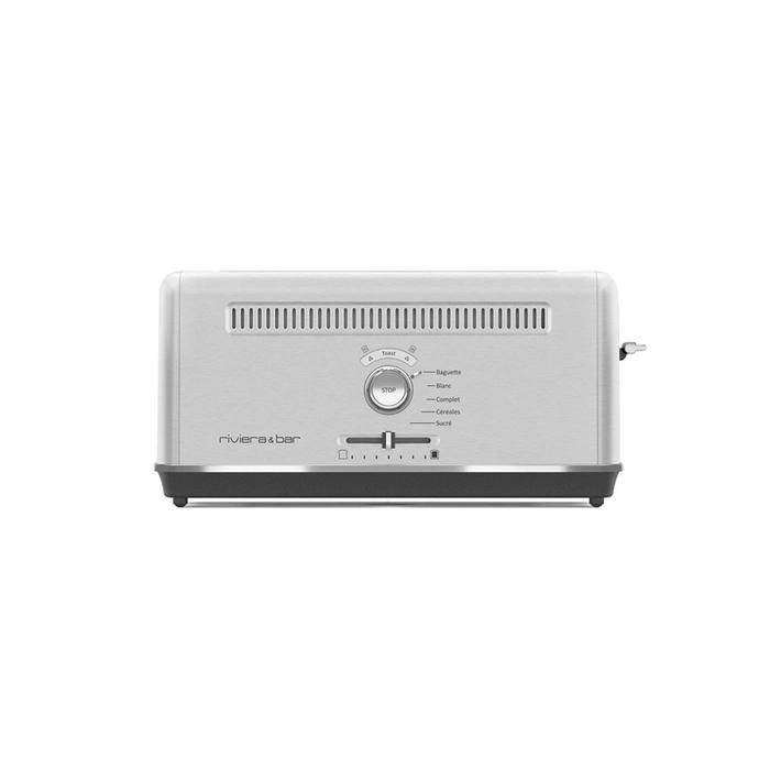 Grille-pain Expert Riviera&Bar Bleu Inox - 1010W, Fente Extra Longue 26cm, 7 Niveaux De Brunissement