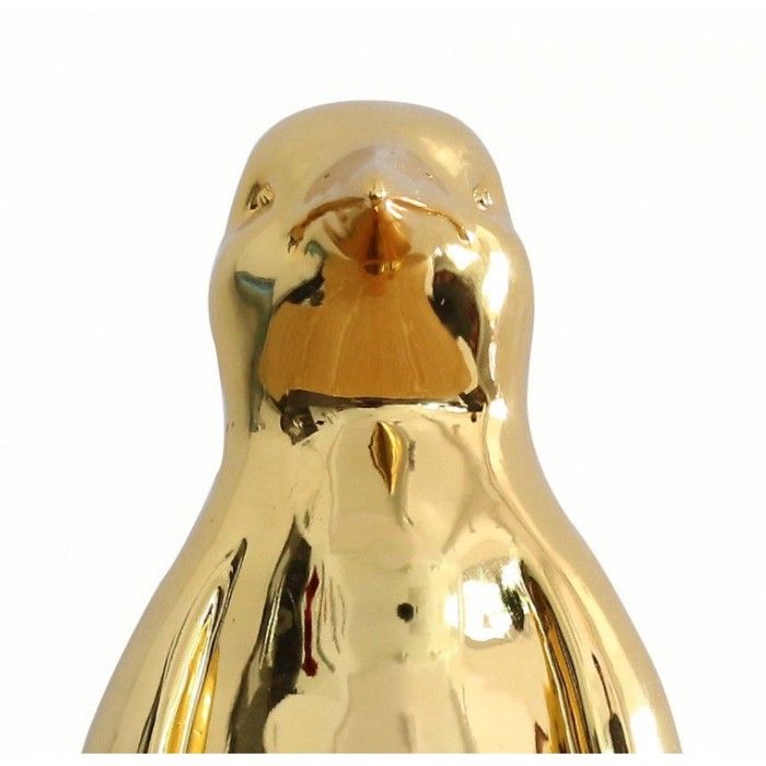 Statue pingouin en résine avec peinture chrome doré H30 cm - ROOKIE 03 Meubletmoi