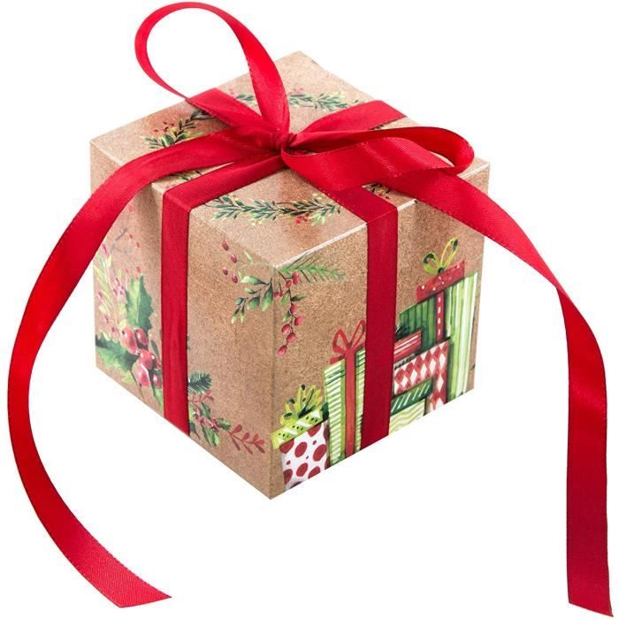 Logbuch-Verlag Petite boîte cadeau de Noël avec boîte cadeau 7 x 7 cm Lot de 10 