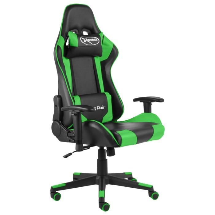 Fauteuil de bureau pivotant JM - Vert - Réglable en hauteur - Confortable et ergonomique