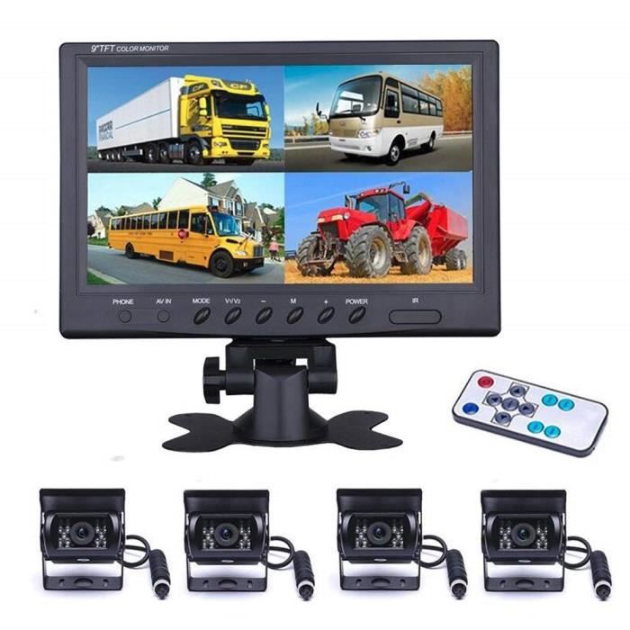 Pathson 4.3 TFT LCD Moniteur+Caméra de Recul Couleur avec Large Angle Vision de 120°et 7 IR Lampes de Nuit Etanche 