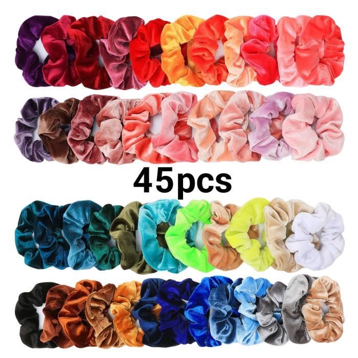 20Pcs chouchous 40 Assortis Balock Lot de 40 chouchous en Velours /élastiques pour Cheveux pour Femme ou Fille Accessoires Cheveux