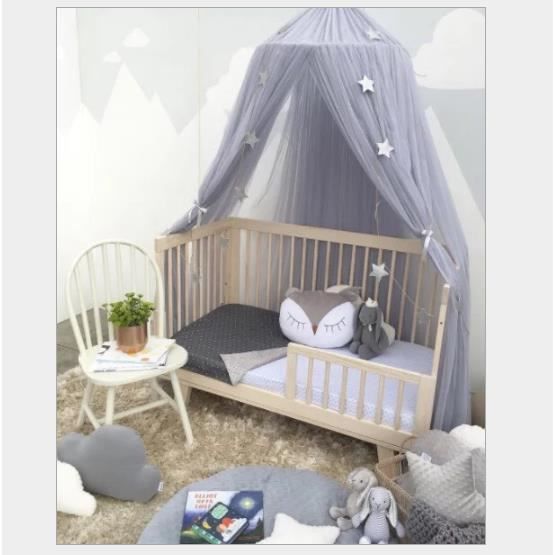 Tente de dôme pour enfant - Moustiquaire fantastique - Ciel de lit avec étoiles - Gris violet