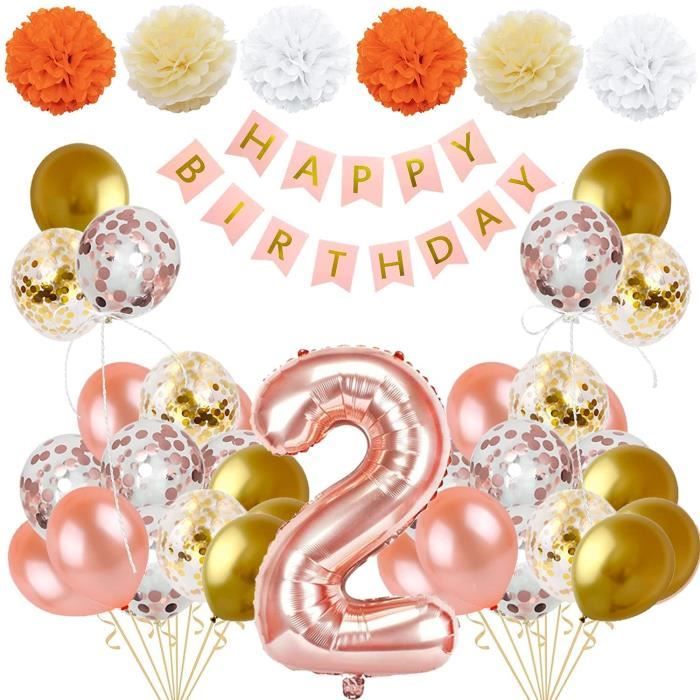 Ballon Anniversaire 2 Ans Fille Deco Anniversaire Kit Ballon Chiffre 2 Rose Gold Pompons En Papier Or Rose Confettis Ball 9 Cdiscount Maison