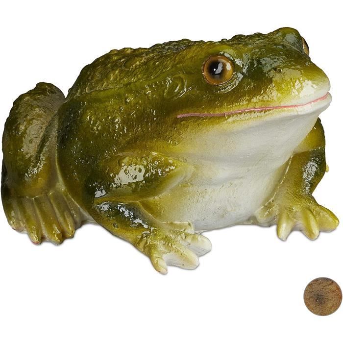 Clayre & Eef Image de décoration Grenouille 24x21x19 cm Vert Plastique Fleurs