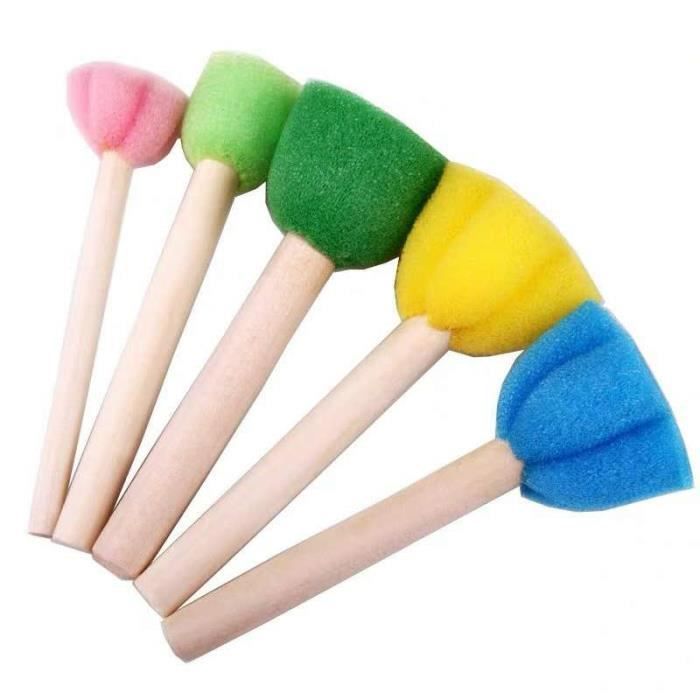 57 Pièces Éponge Brosses De Peinture Enfant Ensemble Pinceaux De