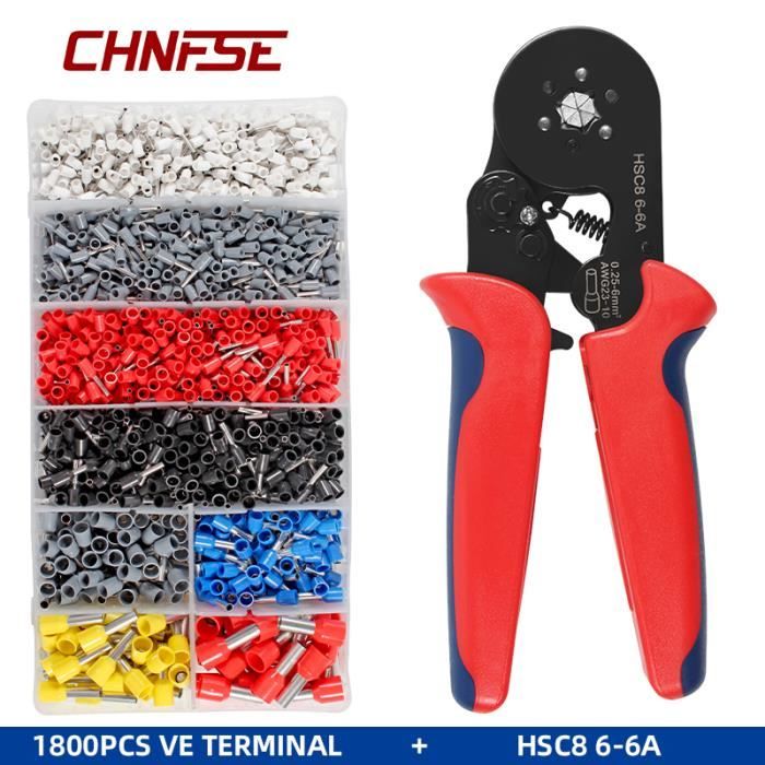 Outils de Sertissage de Bornes Tubulaires - HSC8 - Mini Pinces Électriques - Rouge - A sertir - 175mm/6.89in