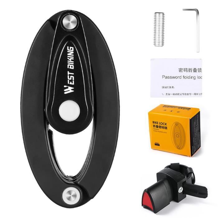 Antivol Vélo Pliable à Code Hamburg-Lock Avec 3 Clés - Alliage Zinc, Avec Feu Arrière - Neuf