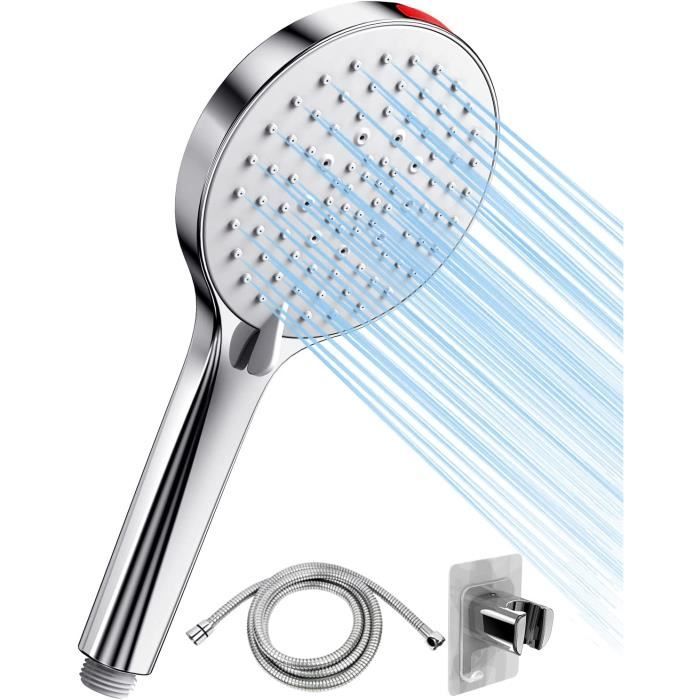 Pommeau De Douche Avec Tuyau 2m - 3 Modes, Économie D'Eau, Haute Pression, Design Étoilé - Blanc - 11