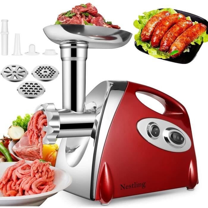 3 en 1 Hachoir à Viande Electrique Saucisse Broyeur de Viande Cuisine